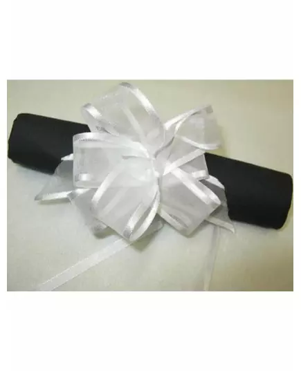 6 trekstrikjes van wit organza