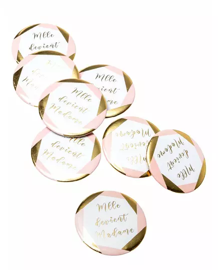 8 Miss wordt mevrouw roze en gouden EVJF-badges 5 cm