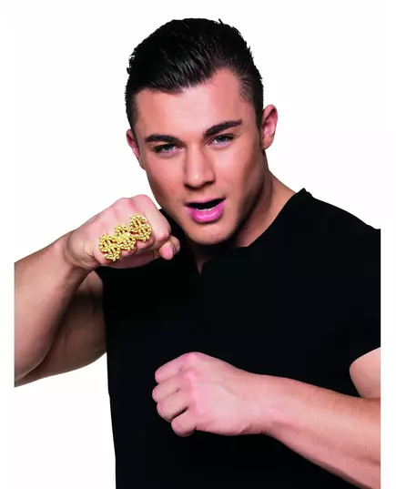 Goudkleurige gangster dollar ring voor volwassenen