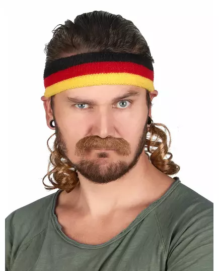 Bandeau mulet Noir rouge et Jaune avec moustache
