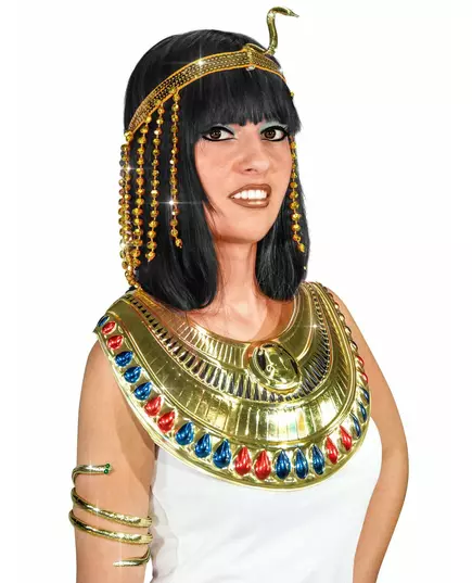 Bandeau sequins serpent égyptien doré femme