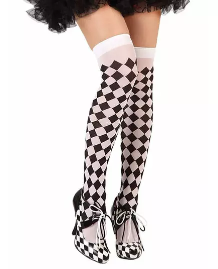 Bas damier noir et blanc femme