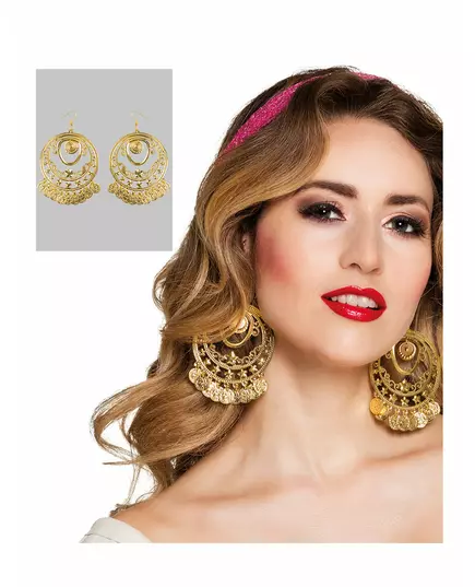 Boucles d'oreilles danseuse orientale dorées femme