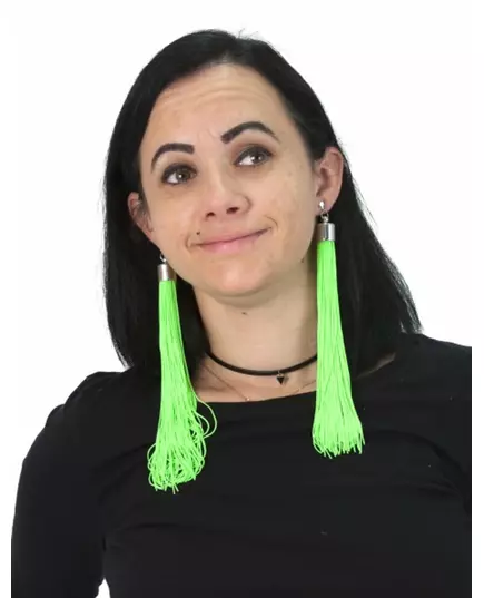 Boucles d'oreilles franges vertes fluo adulte