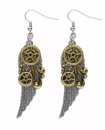 Steampunk tandwielen en veren oorbellen voor volwassenen
