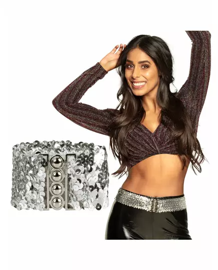 Ceinture à sequins argentée adulte