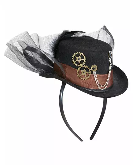 Zwarte Steampunk hoed met sluier