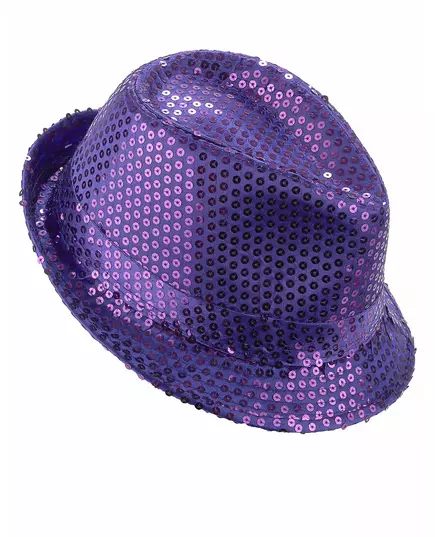 Chapeau borsalino à sequins violet adulte