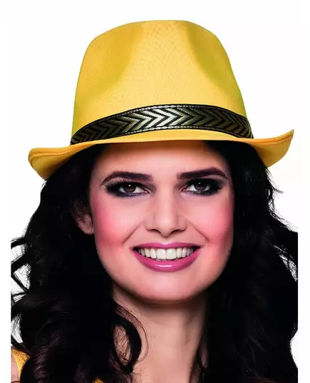 Chapeau borsalino trilby jaune adulte