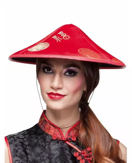Rode Chinese hoed voor volwassenen