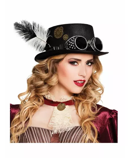Chapeau rouages et plumes adulte Steampunk