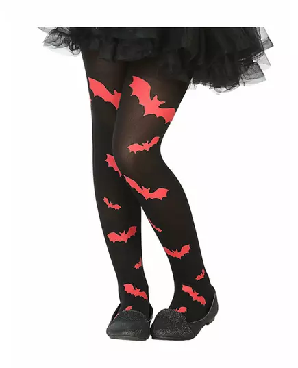Zwarte en rode vleermuis panty voor kinderen