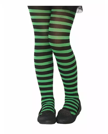 Zwart en groen gestreepte panty voor kinderen