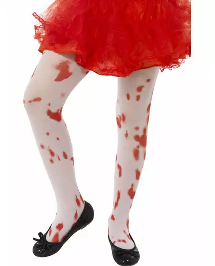 Bebloede panty's voor kinderen Halloween, Maat: 7–12 jaar (125–148 cm)