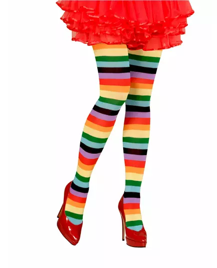 Regenboog panty voor volwassenen, Maat: Medium