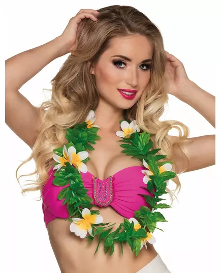 Witte en groene bloemen ketting voor volwassenen