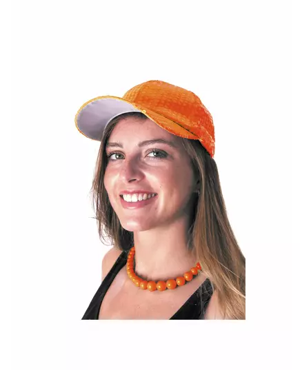 Collier grosses perles orange adulte