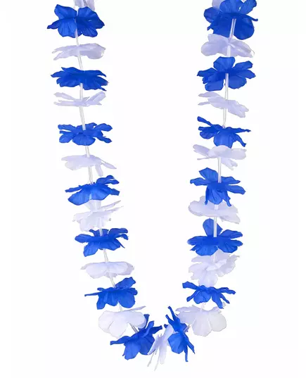 Blauwe en witte supporter Hawaii ketting voor volwassenen