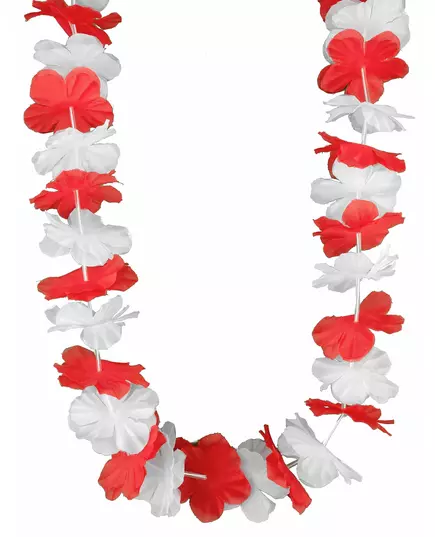 Collier hawaï supporter rouge et blanc adulte
