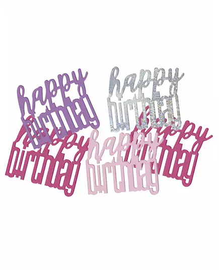 Confettis rose/gris Happy Birthday