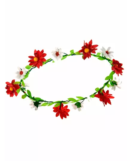 Couronne de fleurs pâquerettes rouges adulte