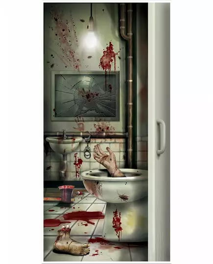 Décoration de porte toilette en sang 76,2 x 152 cm