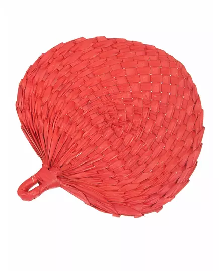Eventail en paille rouge adulte