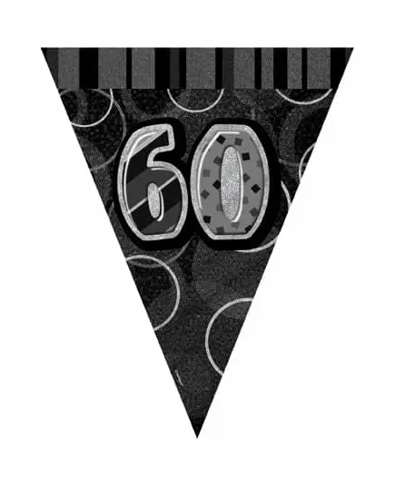 Guirlande Fanions gris Age 60 ans
