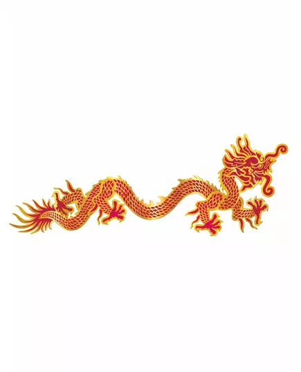 Décoration murale dragon rouge et or Nouvel an Chinois