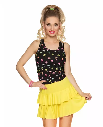 Jupe à volants jaune fluo adulte
