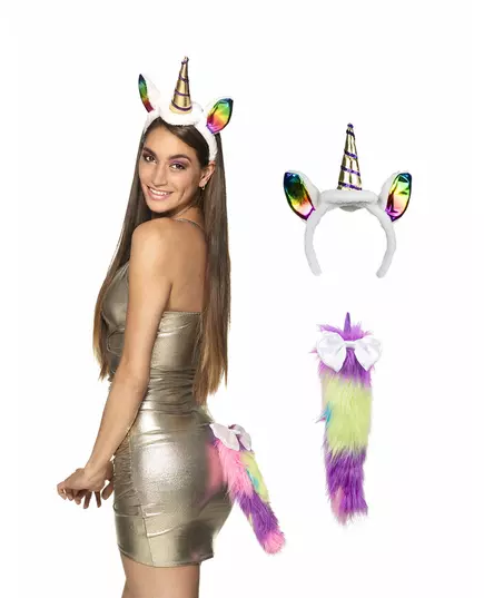 Kit serre-tête et queue de licorne pour adulte