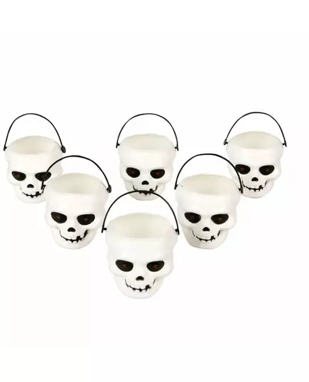 6 Mini seaux tête de mort Halloween