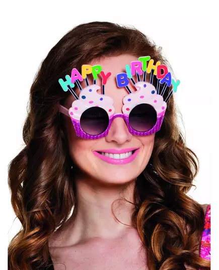 Roze Happy Birthday bril voor volwassenen