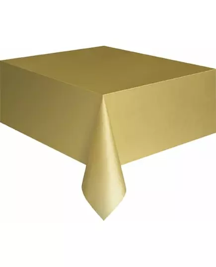 Nappe rectangulaire en plastique doré mat 137 x 274 cm