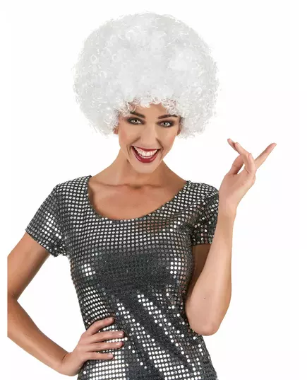 Witte disco afropruik voor volwassenen