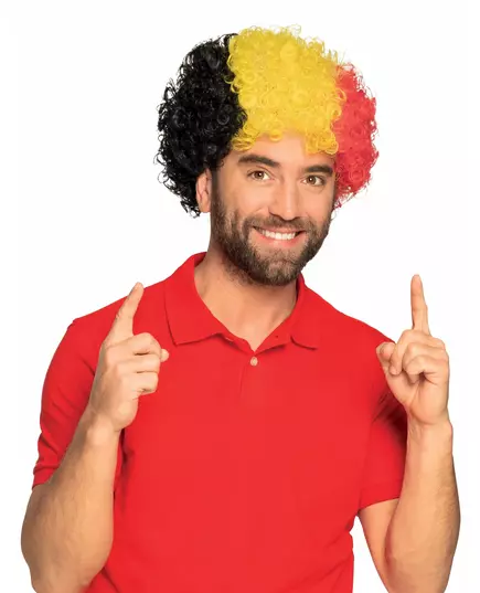 Perruque afro supporter Belgique adulte