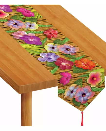 Chemin de table fleur d'hibiscus Hawaï 28 cm x 1,8 m