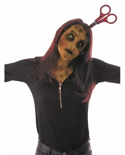 Halloween haarband met bebloede schaar voor volwassenen