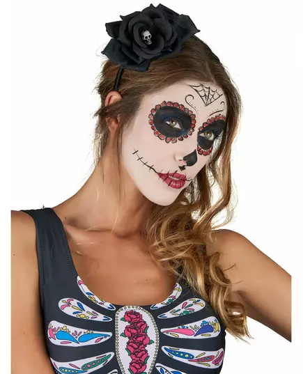 Serre-tête rose noire Dia De Los Muertos adulte