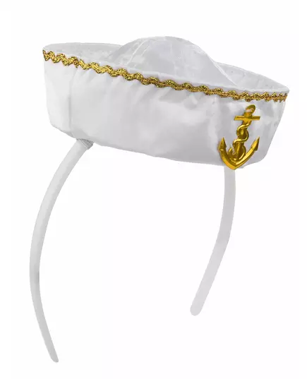 Serre-tête mini chapeau marin blanc femme