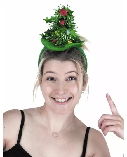 Groene kerstboom haarband voor volwassenen