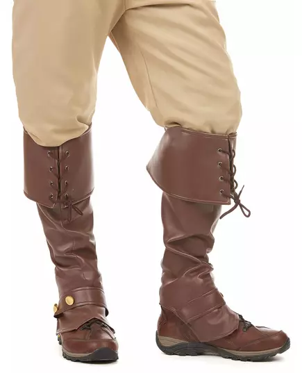 Sur-bottes marron simili cuir lacets et lanière cloutée adulte