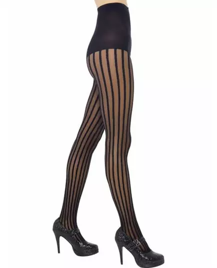Zwarte panty met strepen voor vrouwen