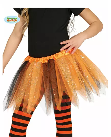 Tutu bicolore noir et orange à paillettes fille
