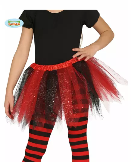 Zwarte en rode glitter tutu voor meisjes