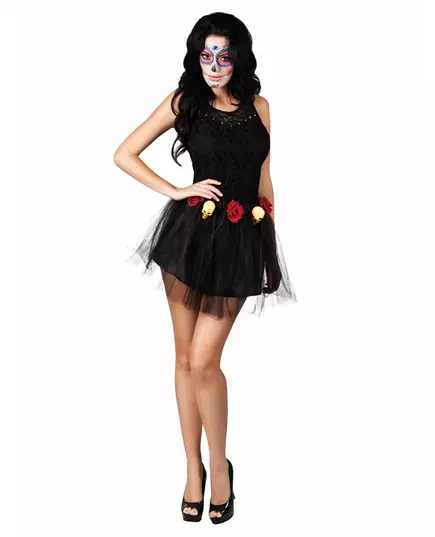 Tutu noir squelette et rose femme Dia de los muertos