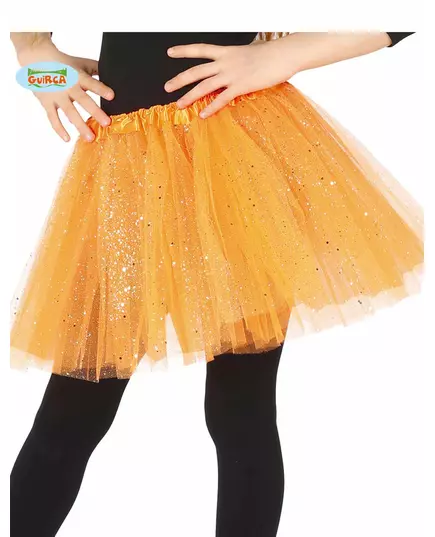 Oranje tutu met glitters voor meisjes