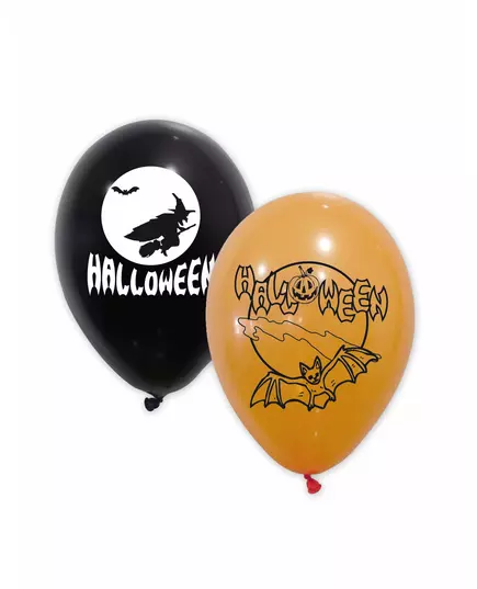 10 Ballons latex noirs et oranges Halloween 30 cm