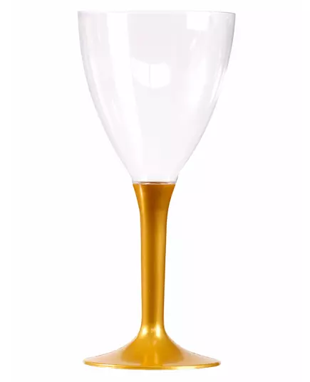 10 Wijnglazen met goudkleurige steel 160 ml