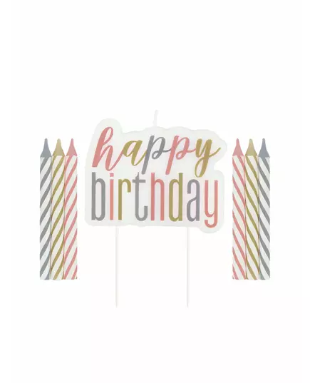 Bougies anniversaire happy birthday pastel
